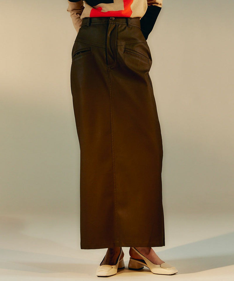 DSC / 인조가죽롱 타이트스커트 (OUTLET)