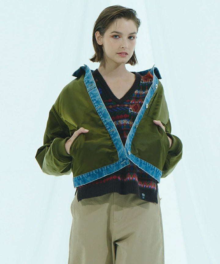 DSC / 나일론 새틴 × 13oz 데님 MA-1 자켓