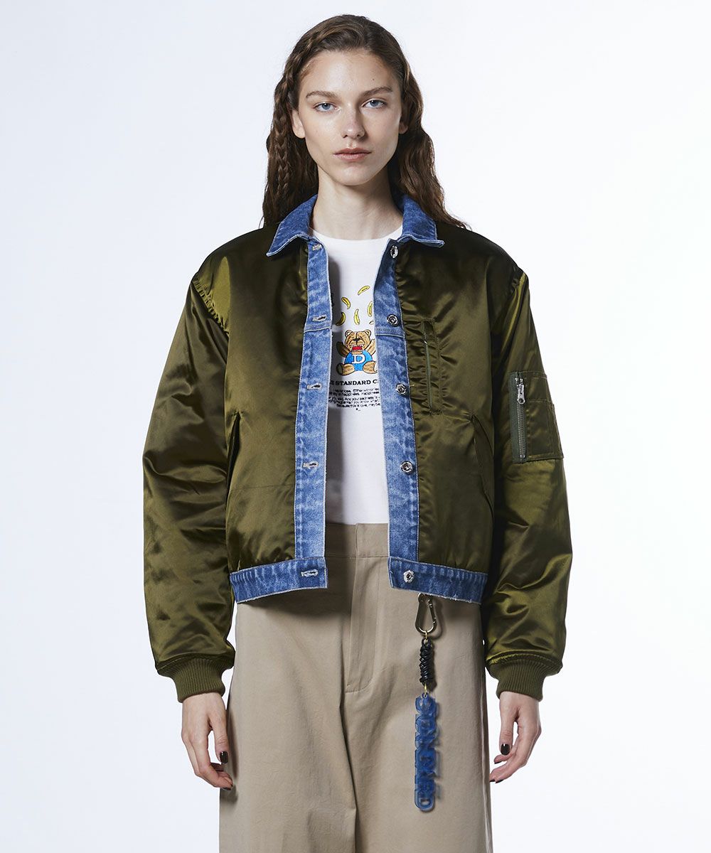 DSC / 나일론 새틴 × 13oz 데님 MA-1 자켓