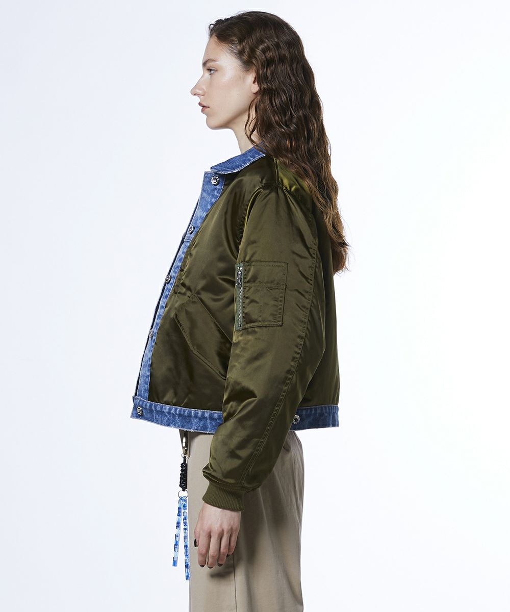 DSC / 나일론 새틴 × 13oz 데님 MA-1 자켓