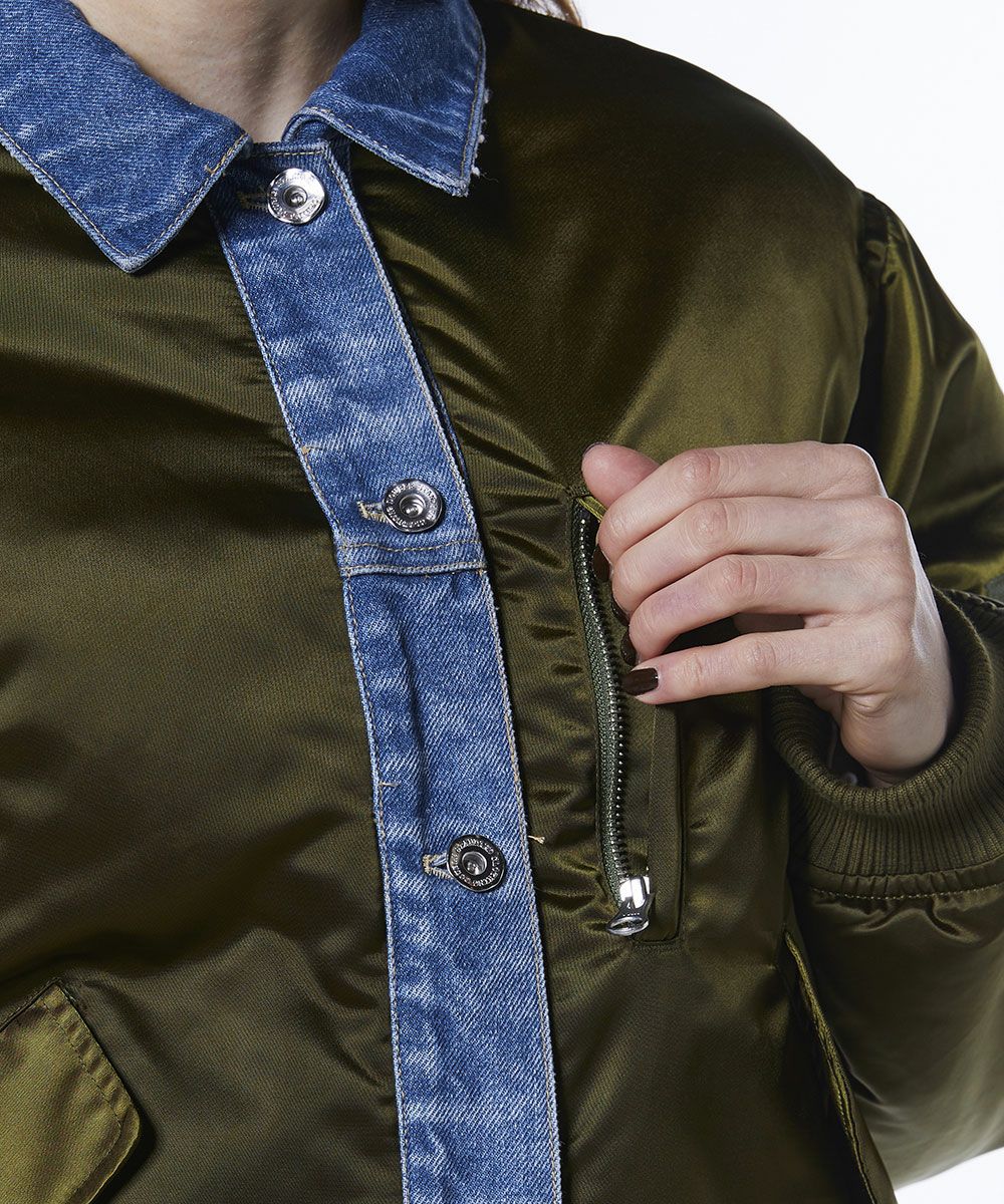 DSC / 나일론 새틴 × 13oz 데님 MA-1 자켓