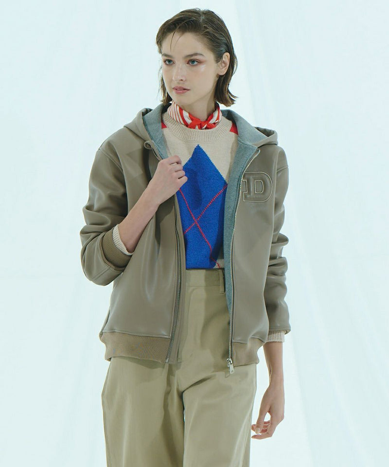 DSC / 가죽 골판지 후드자켓