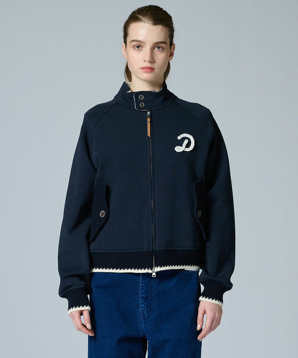 DSC / D로고 로프자수 골판지 니트 블루종