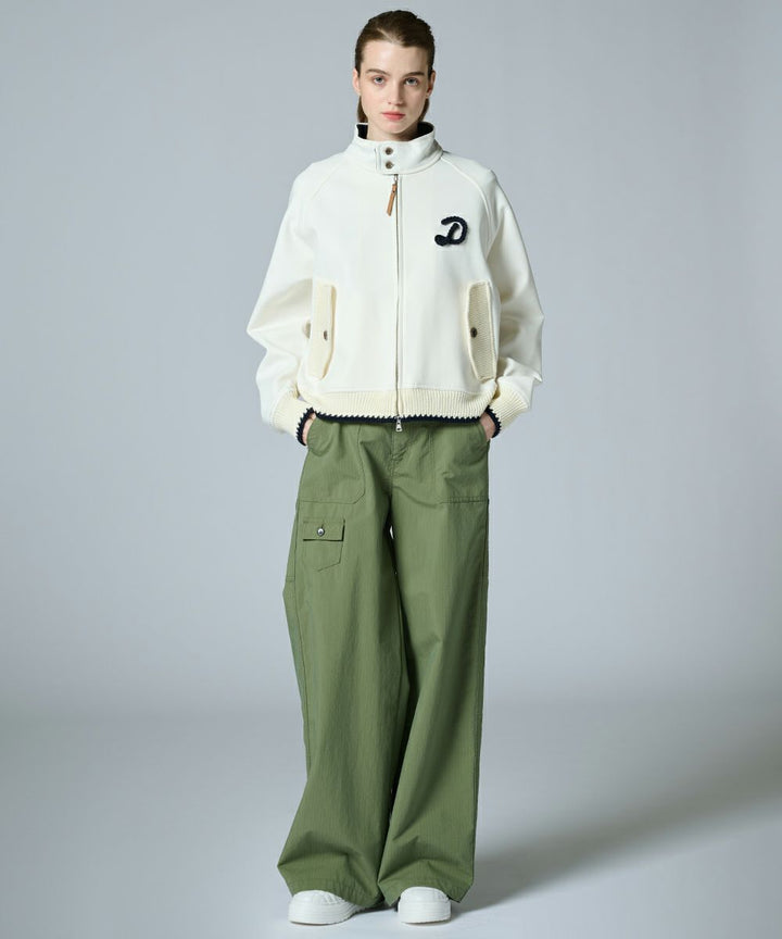 DSC / D로고 로프자수 골판지 니트 블루종