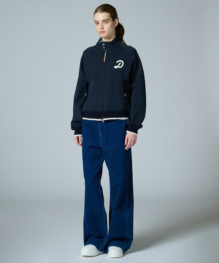 DSC / D로고 로프자수 골판지 니트 블루종