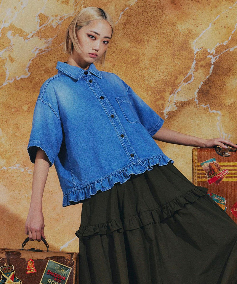 DSC / 코튼 데님 프릴 자켓