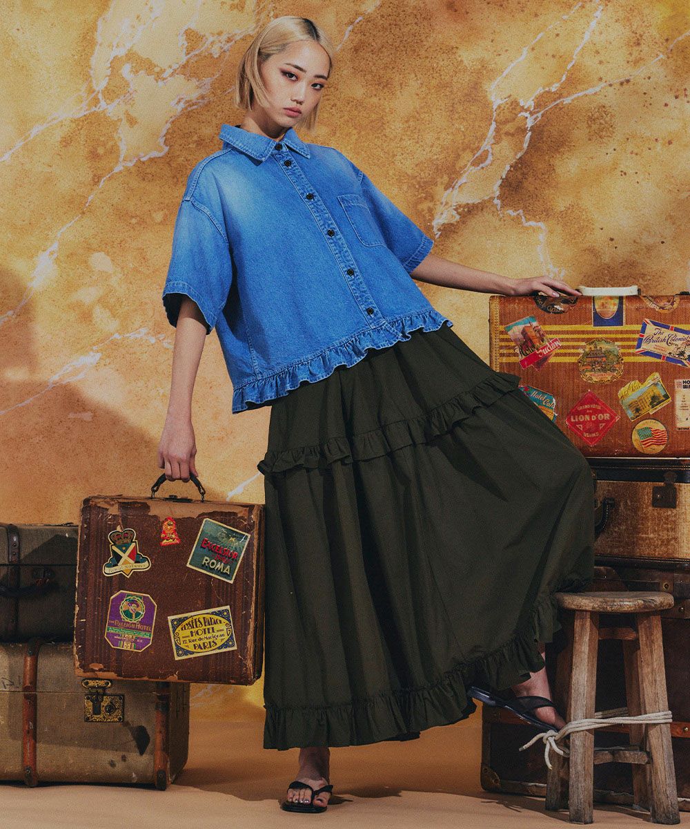 DSC / 코튼 데님 프릴 자켓