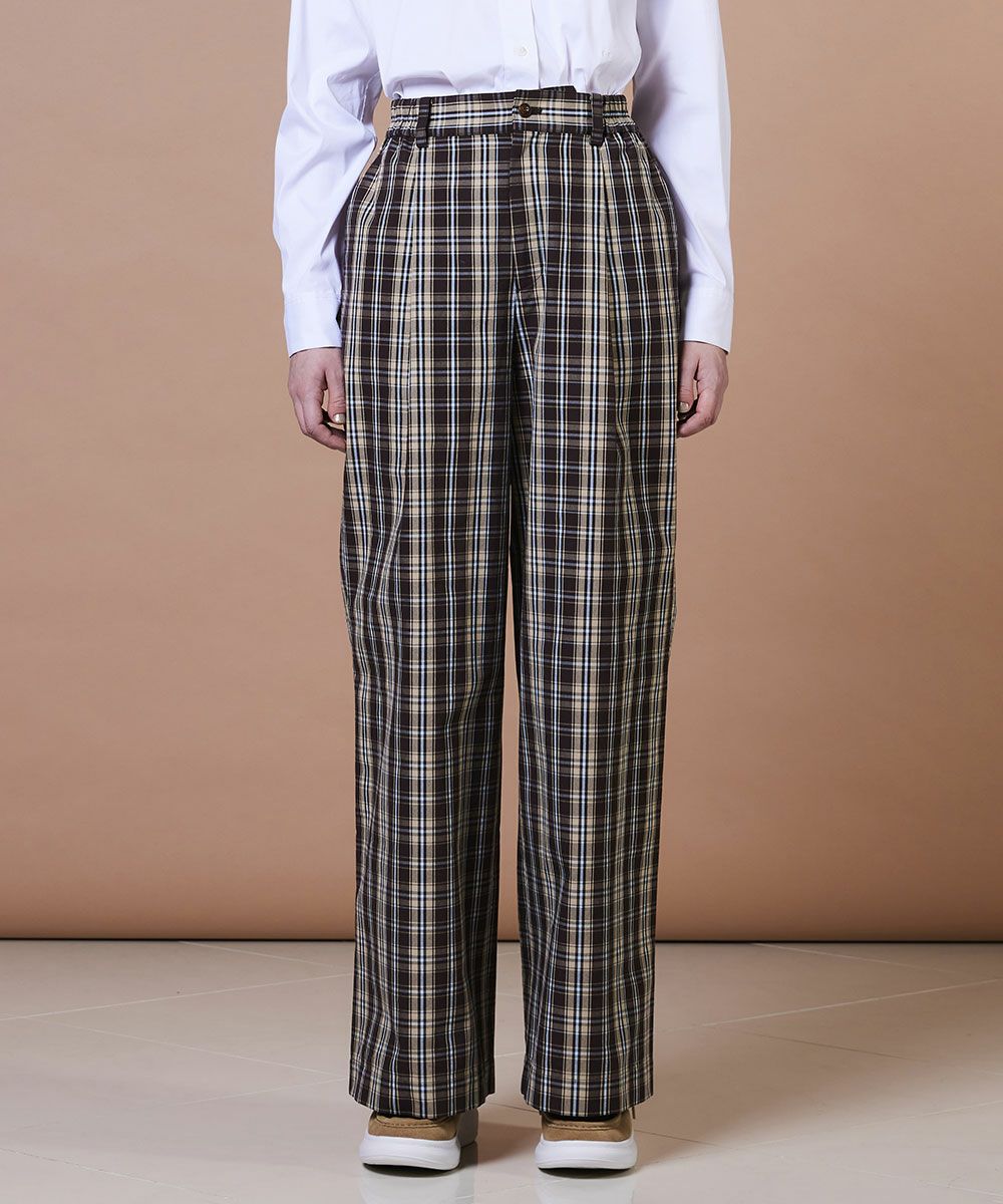 DSC / 하이카운트 코튼체크 와이드팬츠(OUTLET)