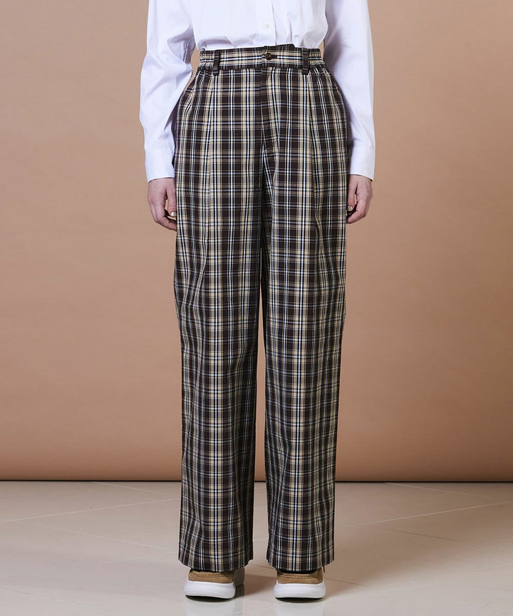 DSC / 하이카운트 코튼체크 와이드팬츠(OUTLET)