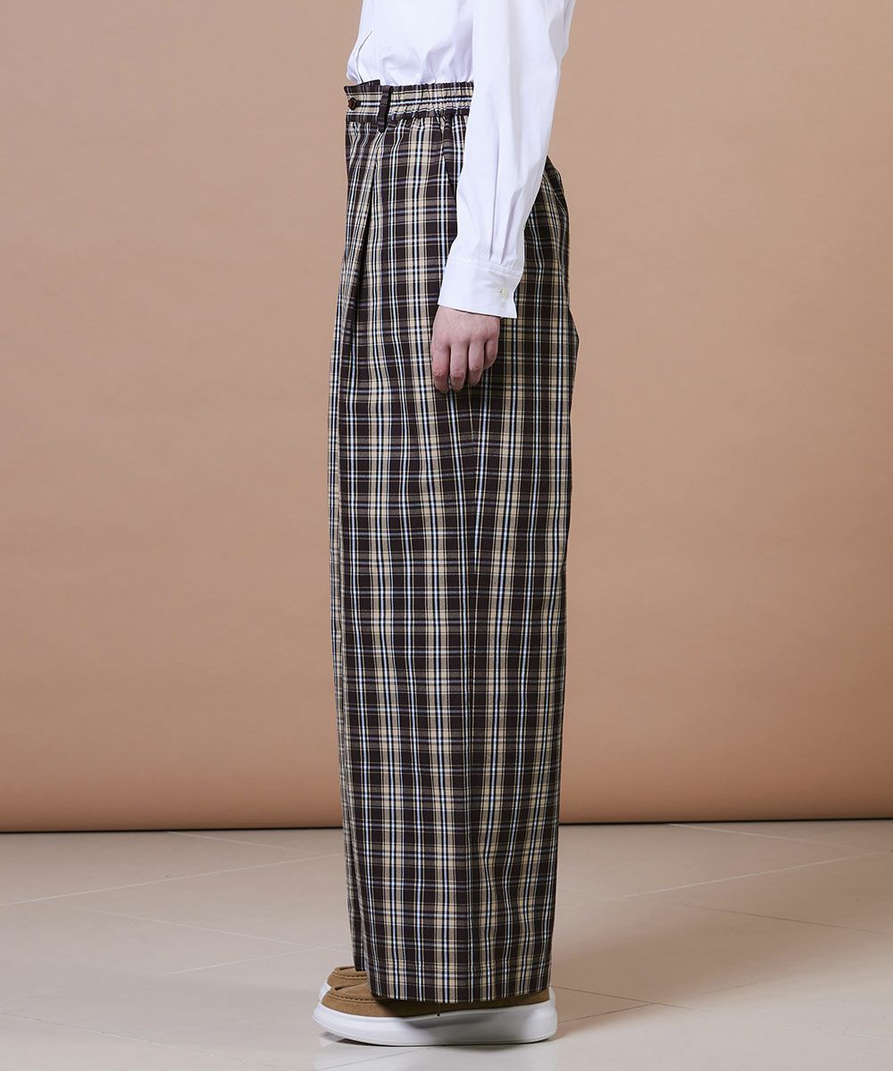 DSC / 하이카운트 코튼체크 와이드팬츠(OUTLET)