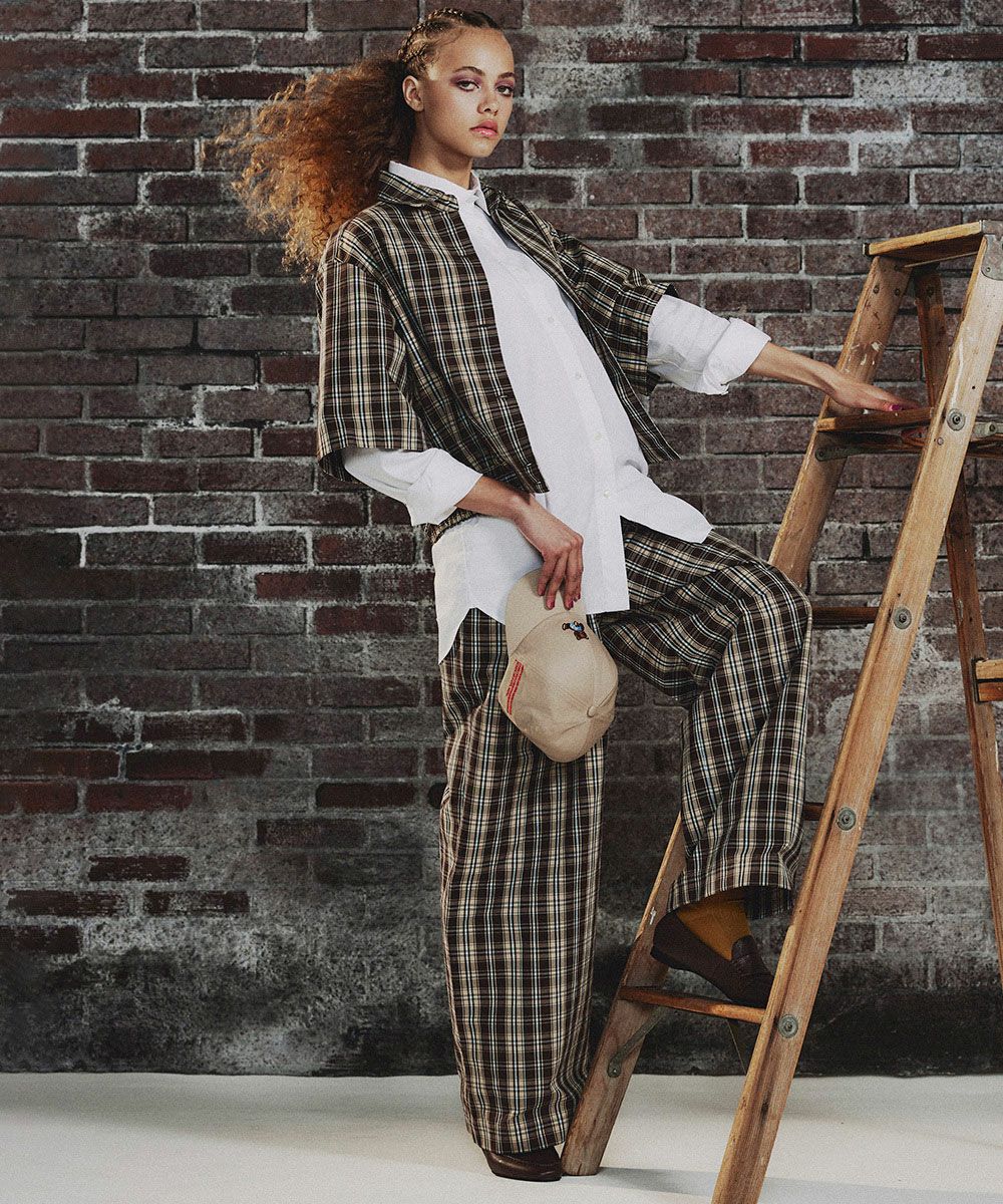 DSC / 하이카운트 코튼체크 와이드팬츠(OUTLET)