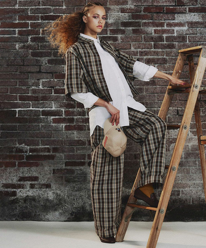 DSC / 하이카운트 코튼체크 와이드팬츠(OUTLET)