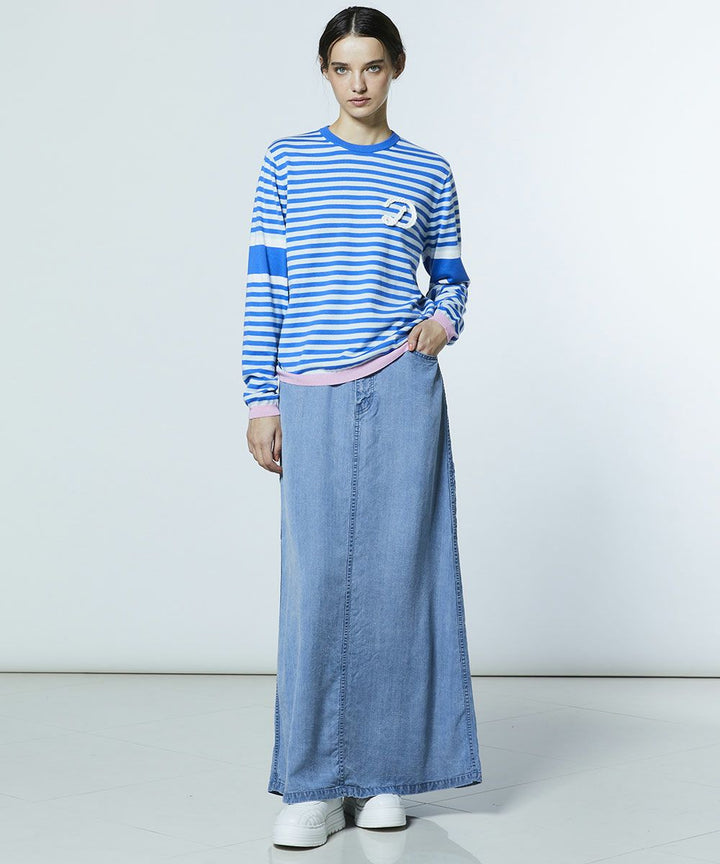 DSC / D로고 로프자수 보더 천축니트
