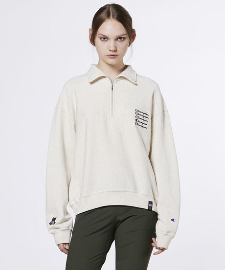 【Women's】Champion×DSC Reverse Weave Half Zip Sweat Shirt