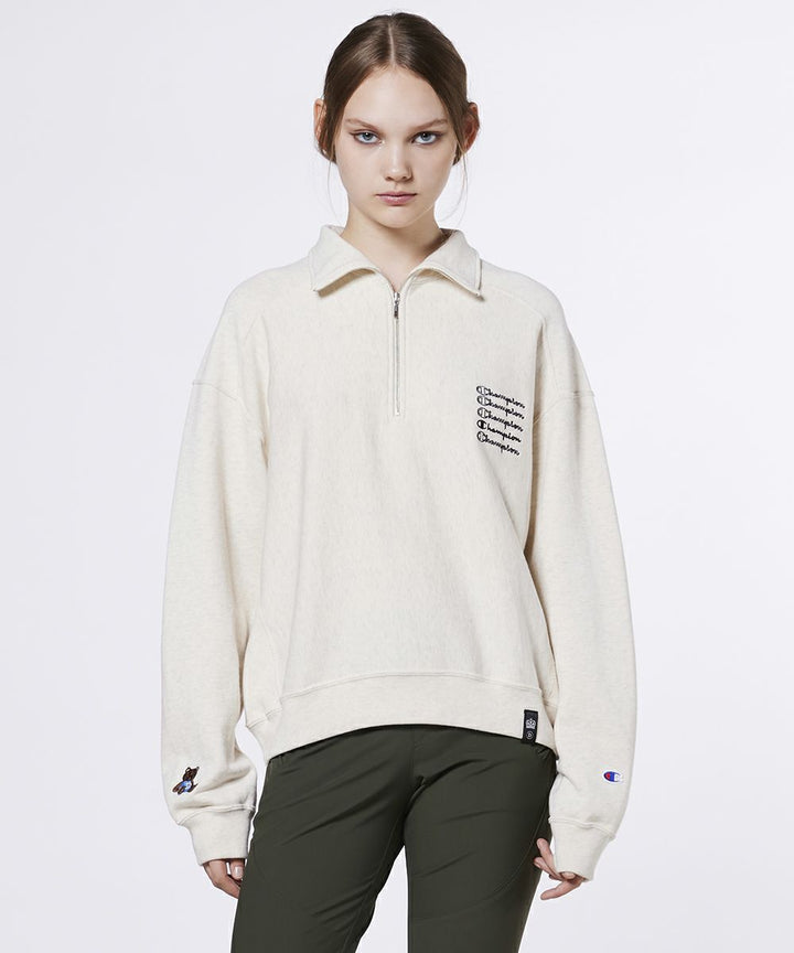 【Women's】Champion×DSC Reverse Weave Half Zip Sweat Shirt